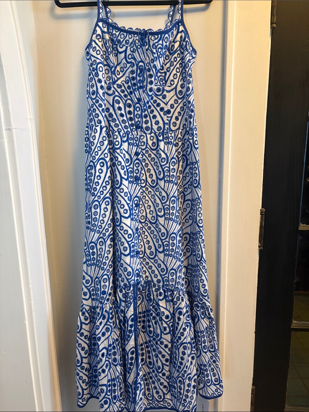 Blue and White Printed Maxi Sundress